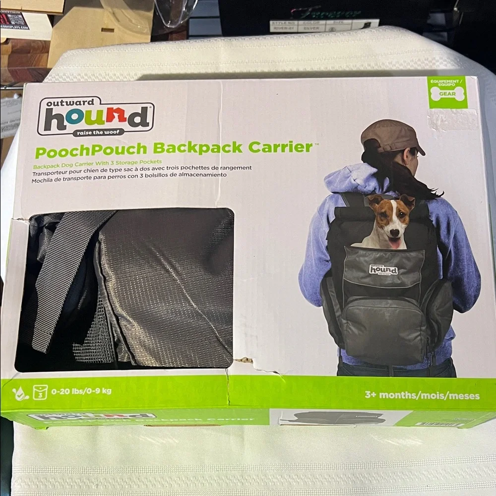 Outward Hound PoochPouch Backpack Carrier in Black‎ and Green